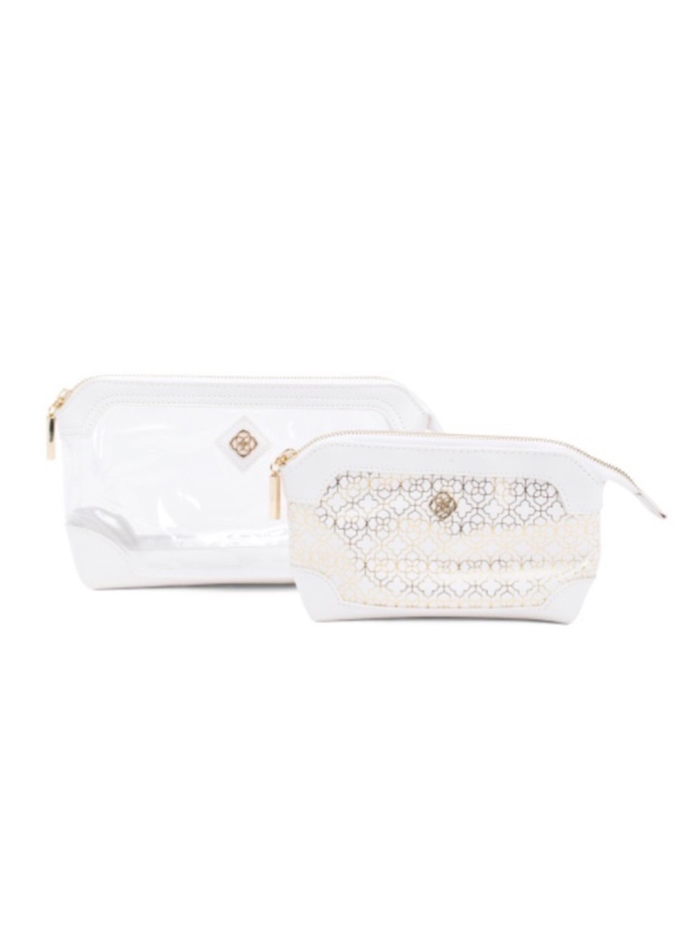 KENDRA SCOTT Elegant 2 Pack Of White And Gold Cosmetic Pouches NWTS - Picture 12 of 16